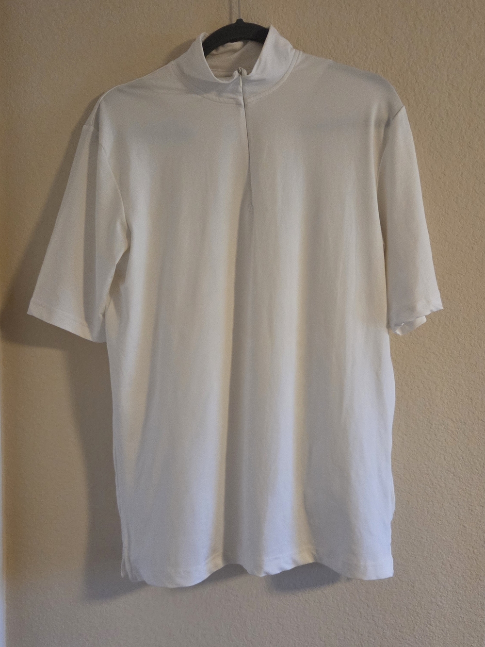 Men's Tommy Hilfiger White Short-Sleeve Zip Mock Neck Polo Shirt